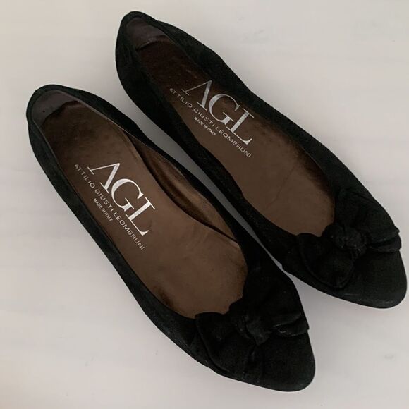 AGL AtTilio Giusti Leombruni Black Suede Shimmer Loafers  Size EU39,5/ US7,5 - Picture 1 of 11